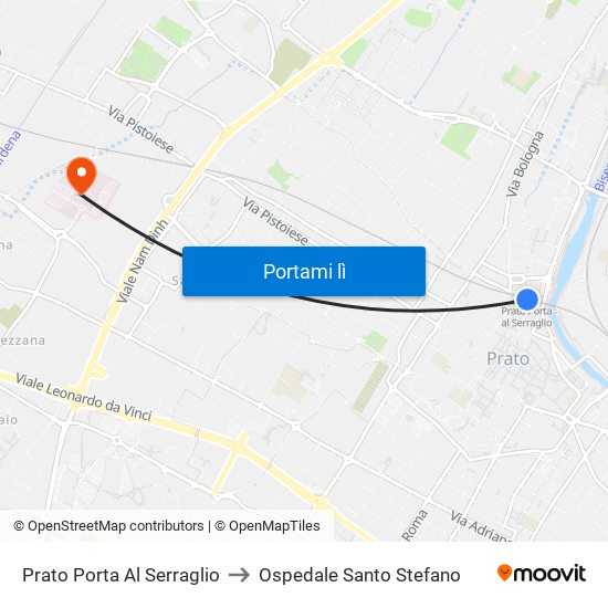 Prato Porta Al Serraglio to Ospedale Santo Stefano map