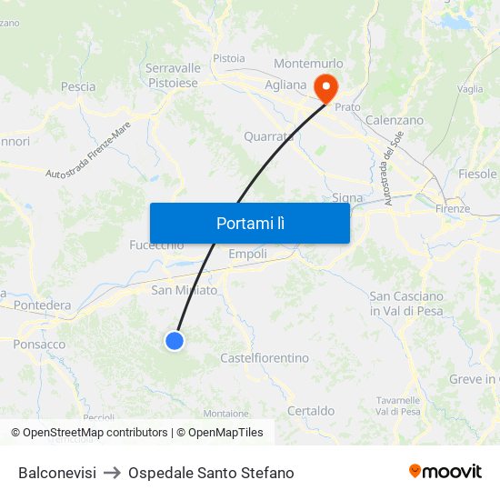 Balconevisi to Ospedale Santo Stefano map