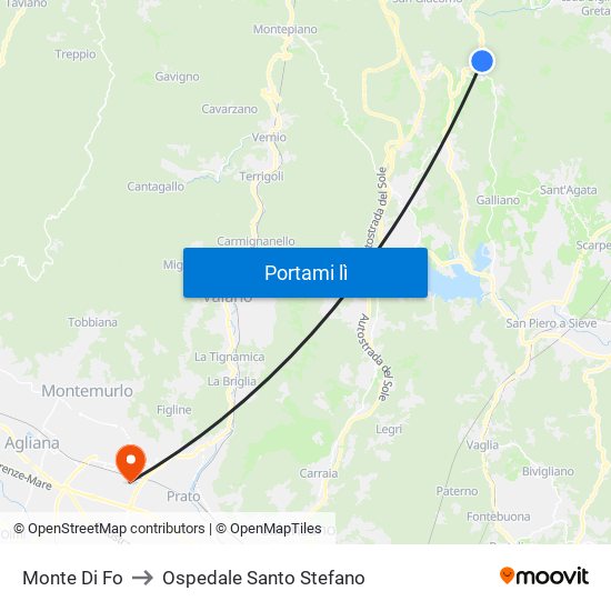 Monte Di Fo to Ospedale Santo Stefano map