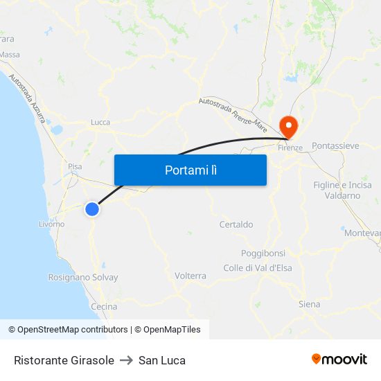 Ristorante Girasole to San Luca map
