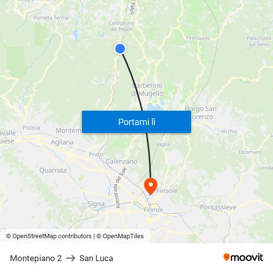 Montepiano 2 to San Luca map
