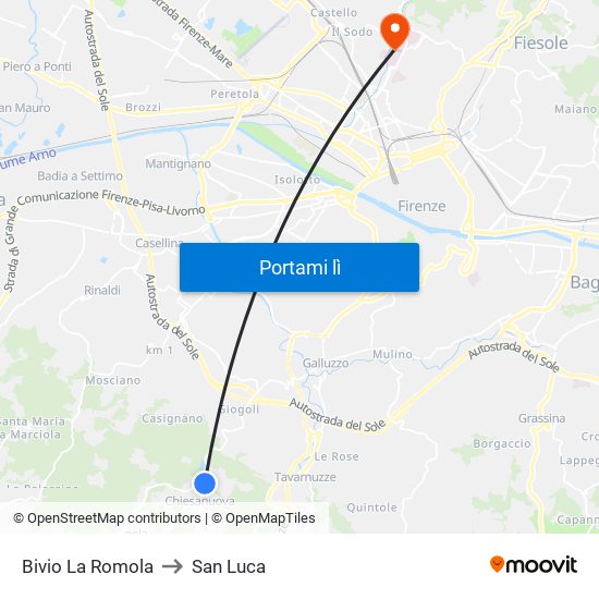 Bivio La Romola to San Luca map