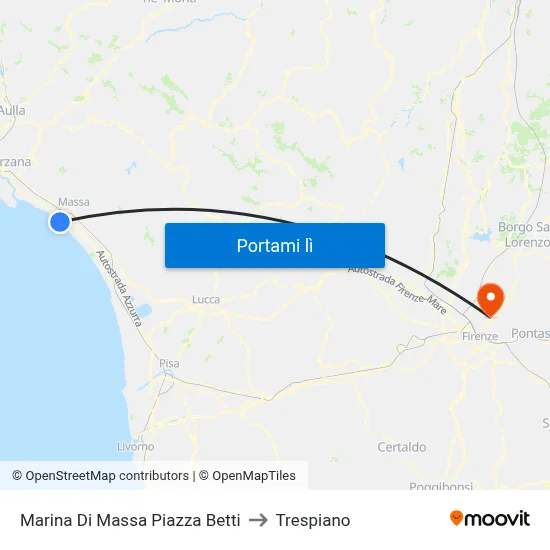 Marina Di Massa Piazza Betti to Trespiano map