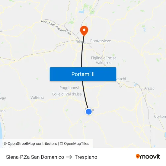 Siena-P.Za San Domenico to Trespiano map