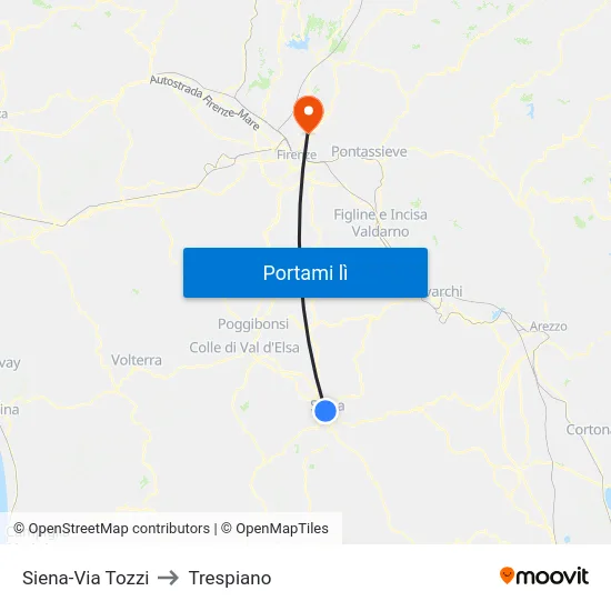Siena-Via Tozzi to Trespiano map