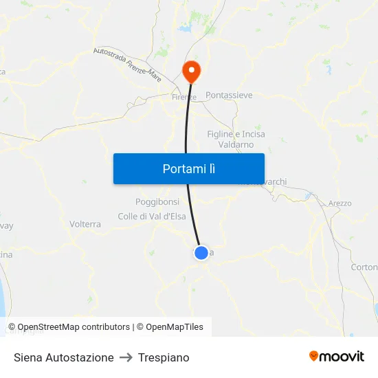Siena Autostazione to Trespiano map