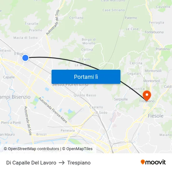 Di Capalle Del Lavoro to Trespiano map