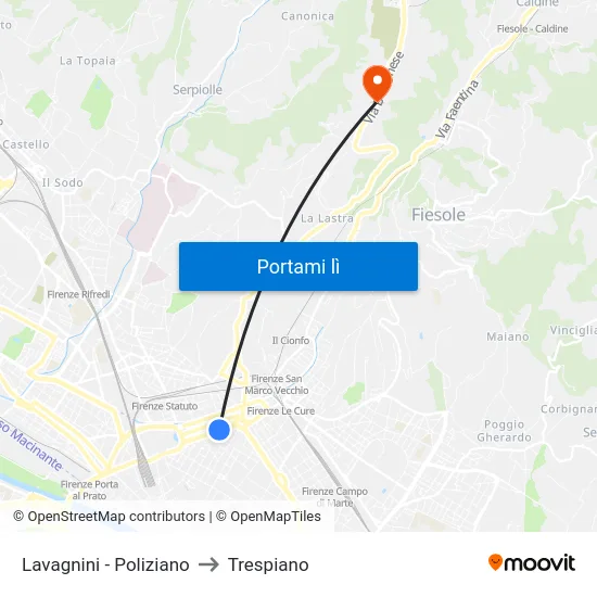 Lavagnini - Poliziano to Trespiano map