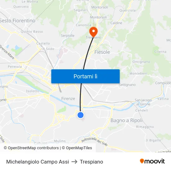 Michelangiolo Campo Assi to Trespiano map