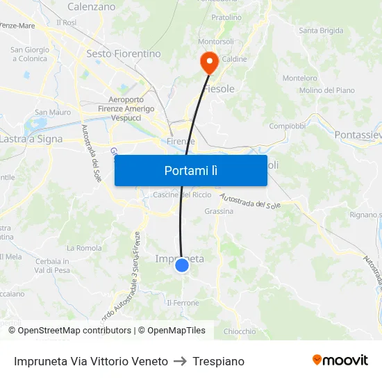 Impruneta Via Vittorio Veneto to Trespiano map