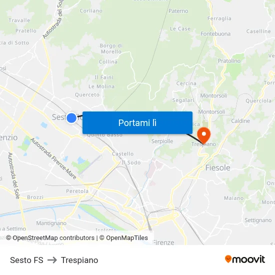 Sesto FS to Trespiano map