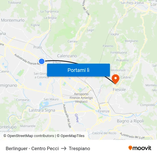 Berlinguer - Centro Pecci to Trespiano map