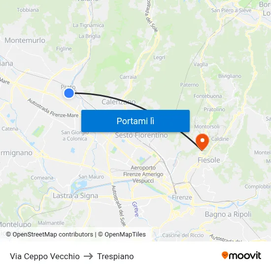 Via Ceppo Vecchio to Trespiano map