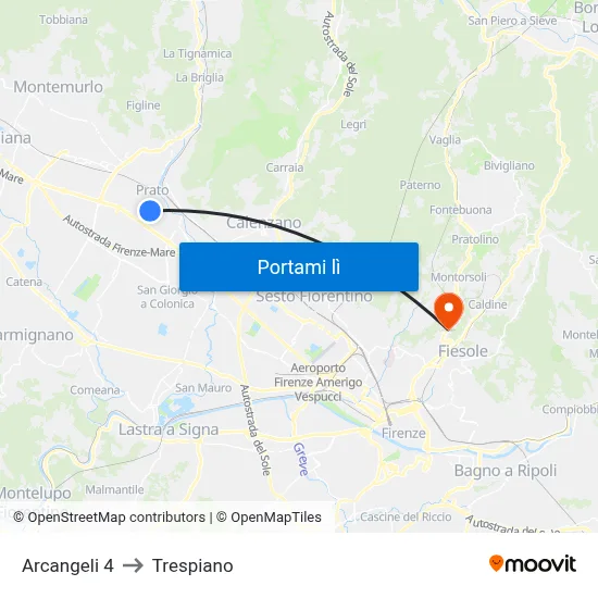 Arcangeli 4 to Trespiano map