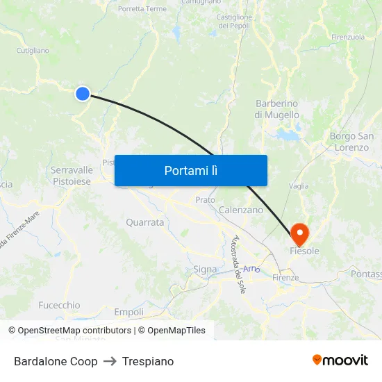 Bardalone Coop to Trespiano map