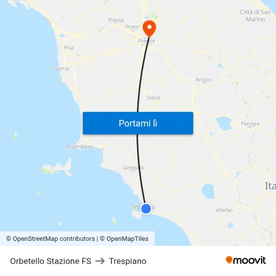 Orbetello Stazione FS to Trespiano map