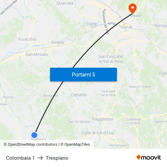 Colombaia 1 to Trespiano map