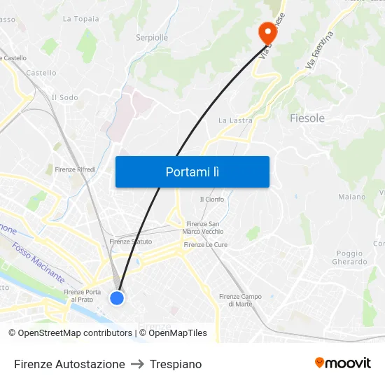 Firenze Autostazione to Trespiano map