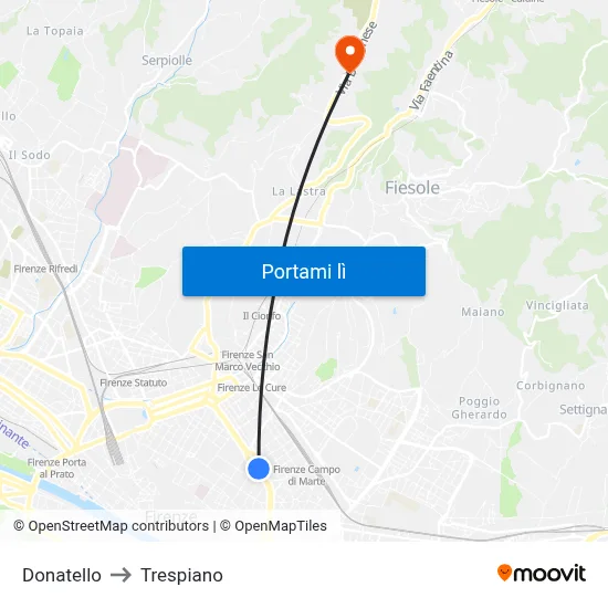 Donatello to Trespiano map