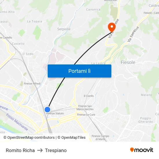 Romito Richa to Trespiano map