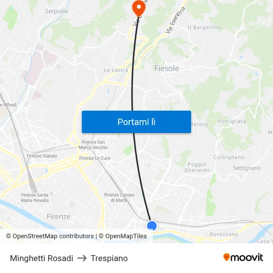 Minghetti Rosadi to Trespiano map