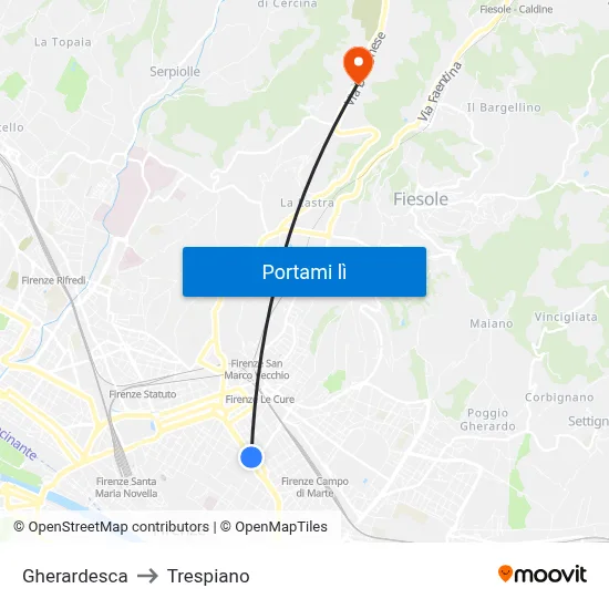 Gherardesca to Trespiano map