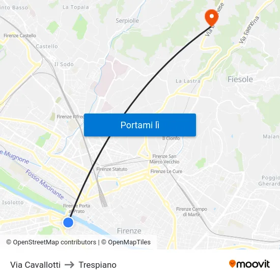Via Cavallotti to Trespiano map