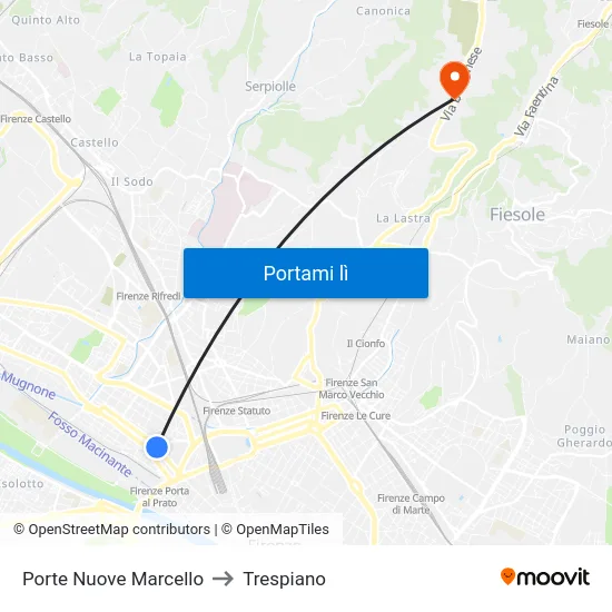 Porte Nuove Marcello to Trespiano map