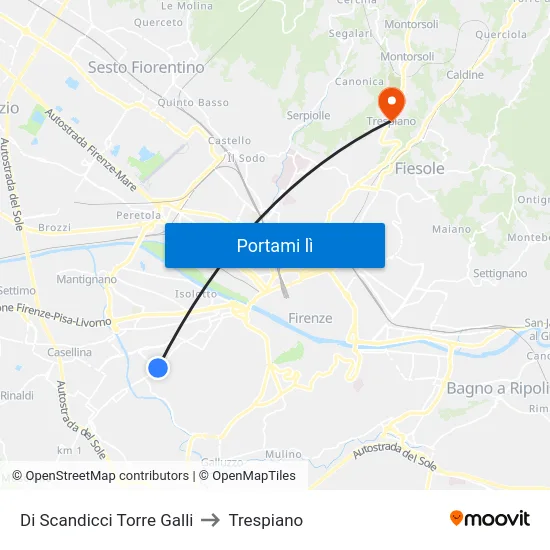 Di Scandicci Torre Galli to Trespiano map