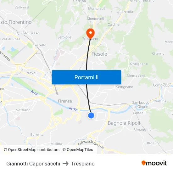 Giannotti Caponsacchi to Trespiano map