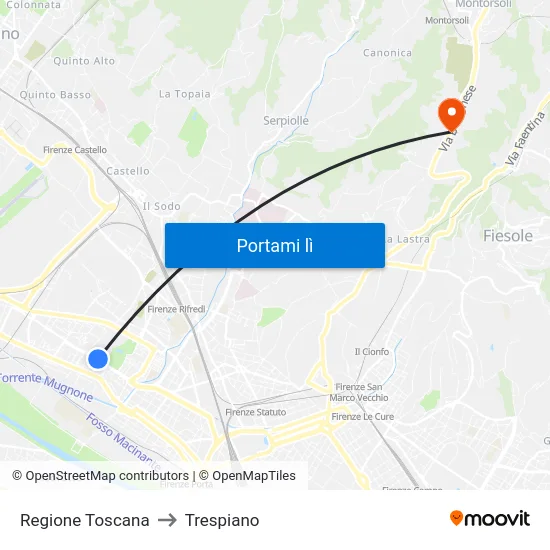 Regione Toscana to Trespiano map