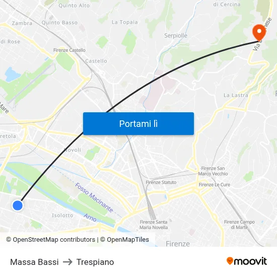 Massa Bassi to Trespiano map