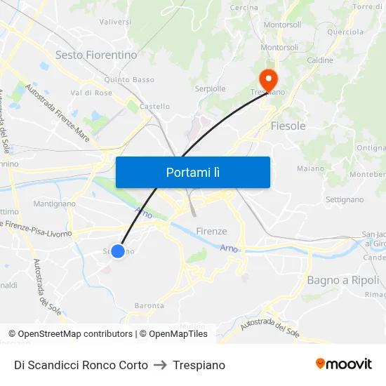 Di Scandicci Ronco Corto to Trespiano map