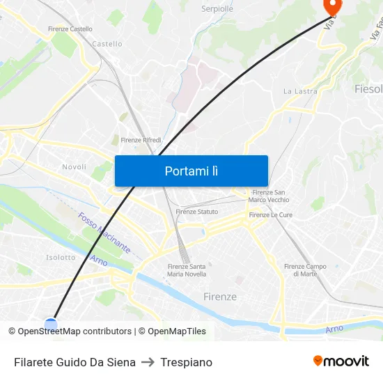 Filarete Guido Da Siena to Trespiano map