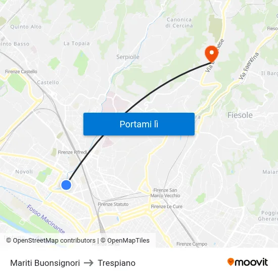 Mariti Buonsignori to Trespiano map