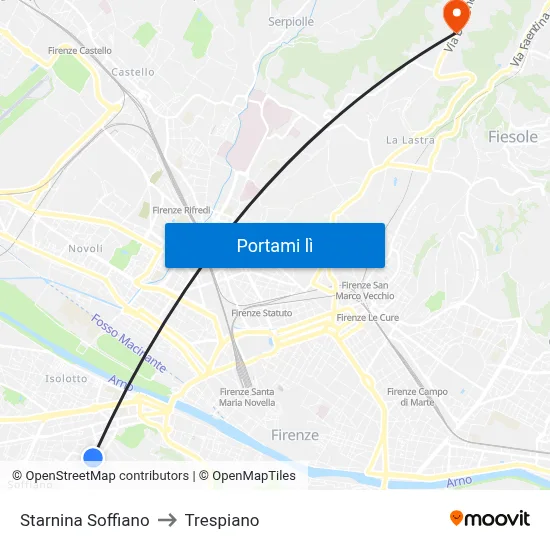 Starnina Soffiano to Trespiano map