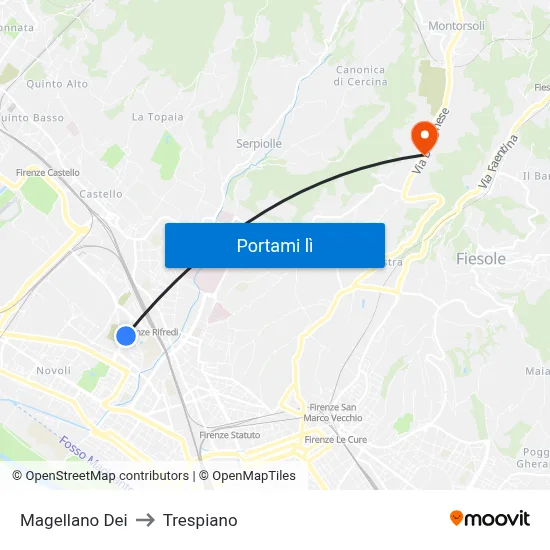 Magellano Dei to Trespiano map