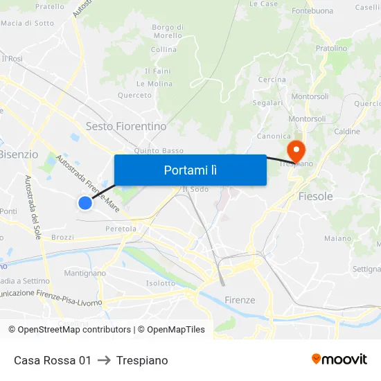 Casa Rossa 01 to Trespiano map