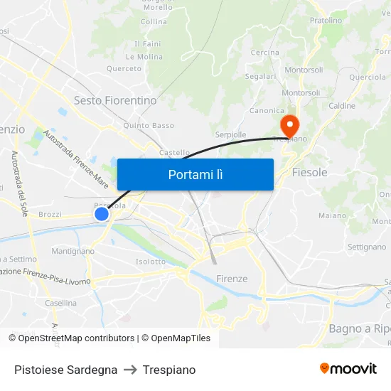 Pistoiese Sardegna to Trespiano map