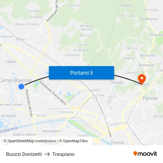 Buozzi Donizetti to Trespiano map