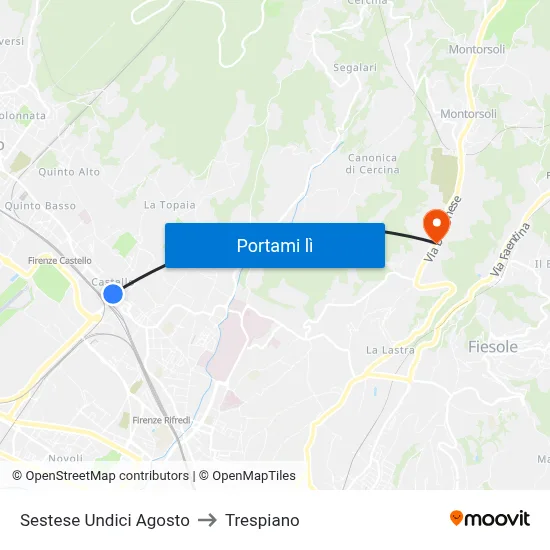 Sestese Undici Agosto to Trespiano map