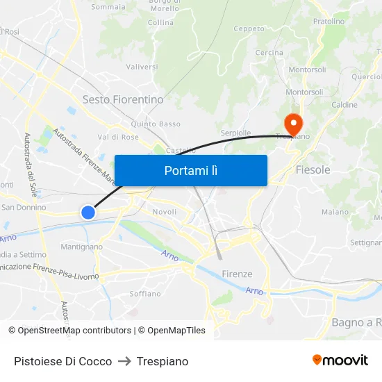 Pistoiese Di Cocco to Trespiano map