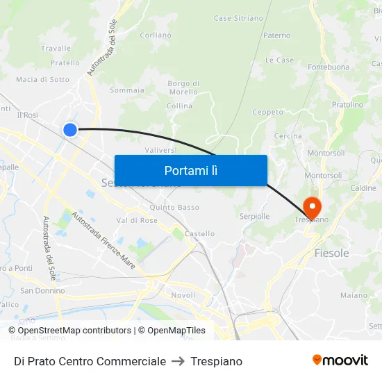 Di Prato Centro Commerciale to Trespiano map
