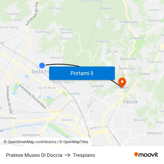 Pratese Museo Di Doccia to Trespiano map