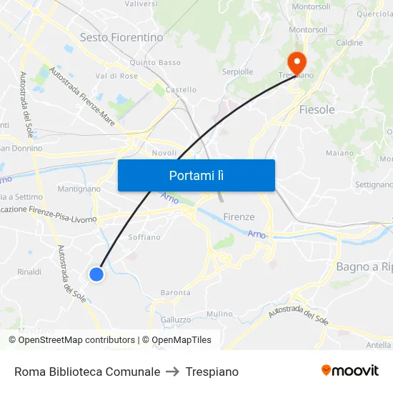 Roma Biblioteca Comunale to Trespiano map