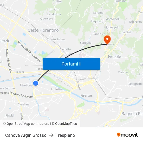 Canova Argin Grosso to Trespiano map