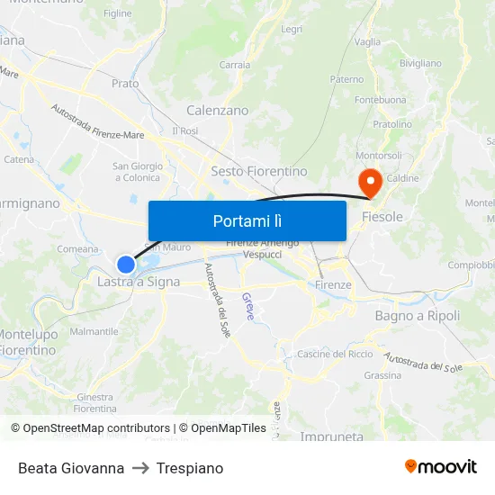 Beata Giovanna to Trespiano map