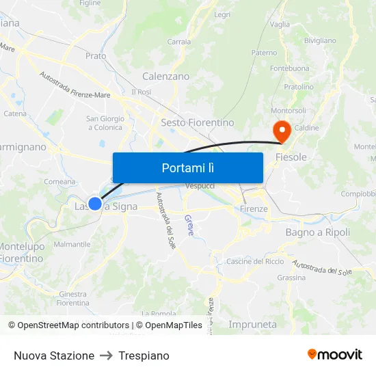 Nuova Stazione to Trespiano map