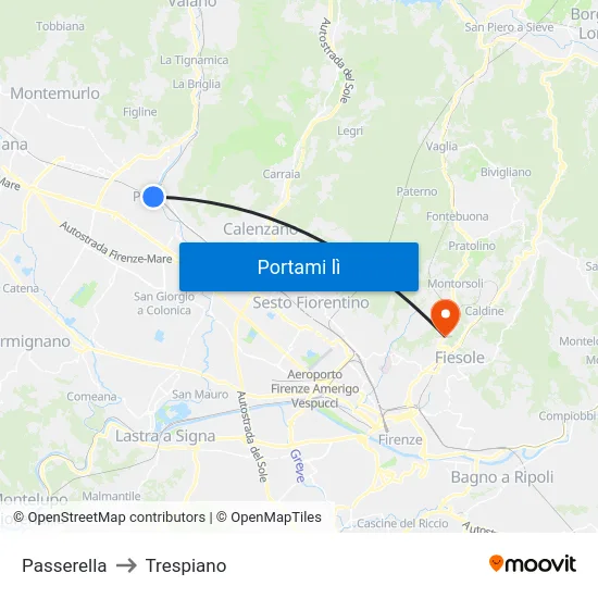 Passerella to Trespiano map