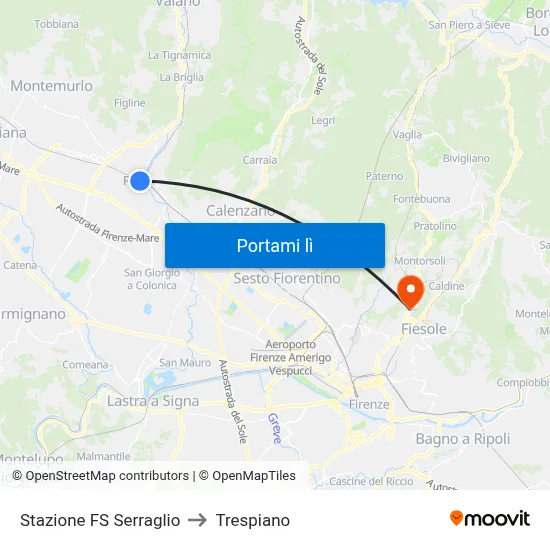 Stazione FS Serraglio to Trespiano map